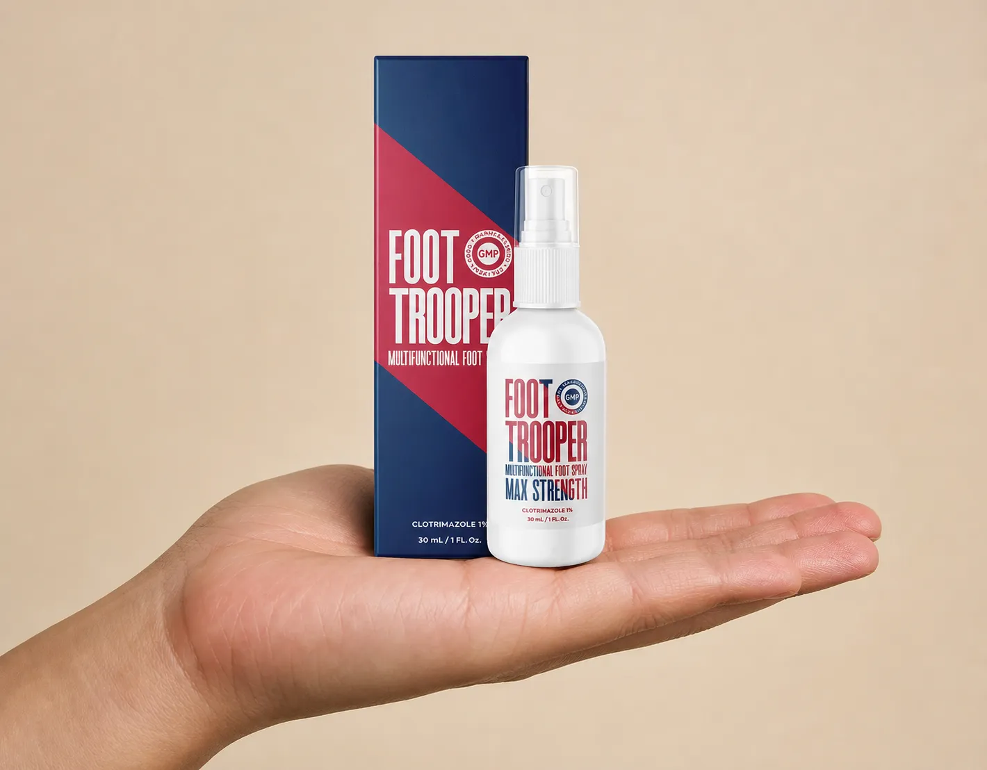 Foot Trooper-fungus remedy — Verpackung in der Hand