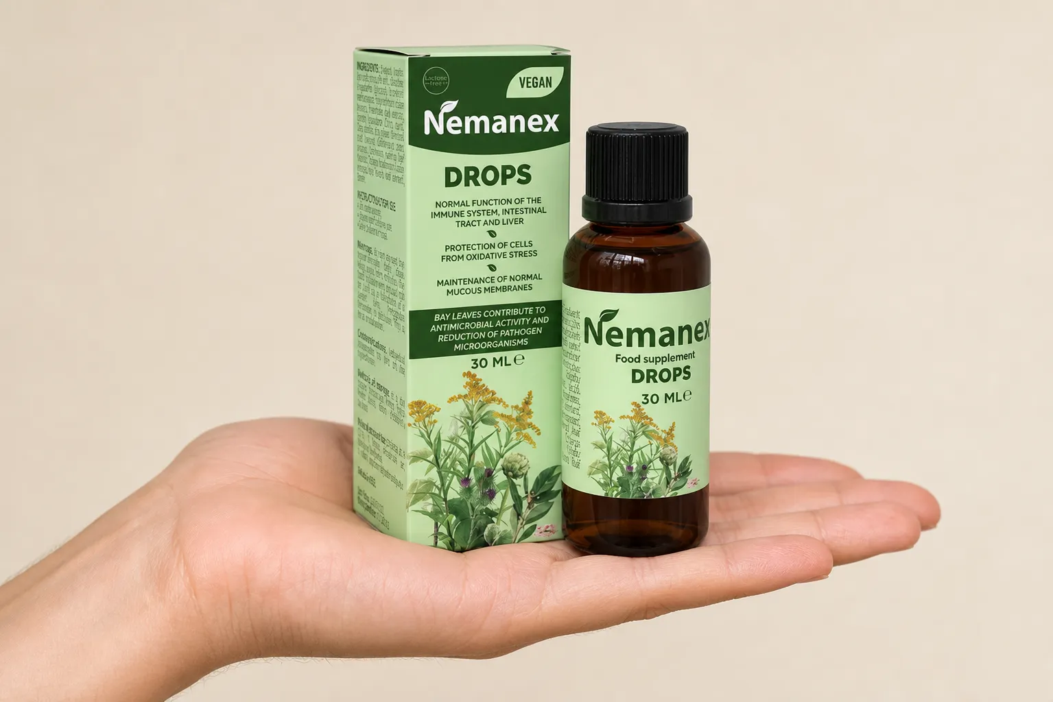 NEMANEX — Verpackung in der Hand
