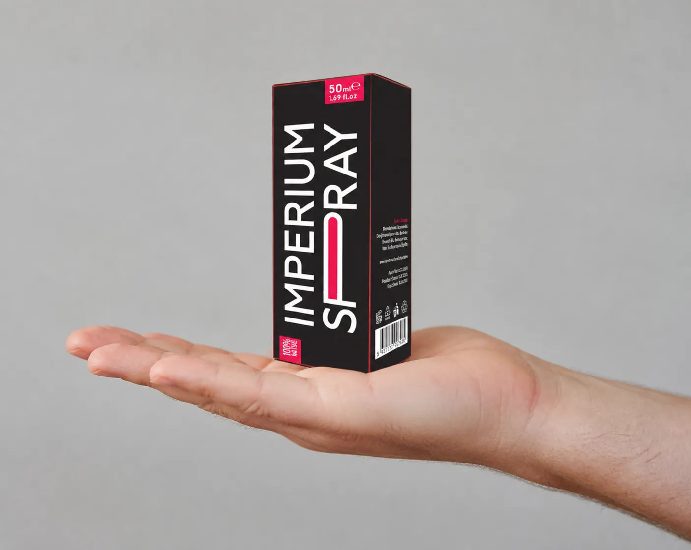 Imperium Spray — Verpackung in der Hand