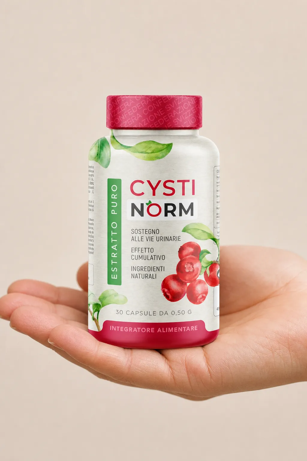 CYSTINORM — Verpackung in der Hand