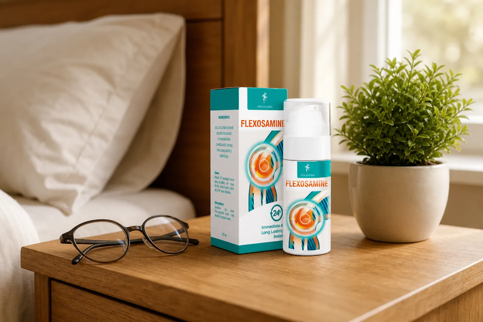 Flexosamine Gel — Verpackung im Alltag