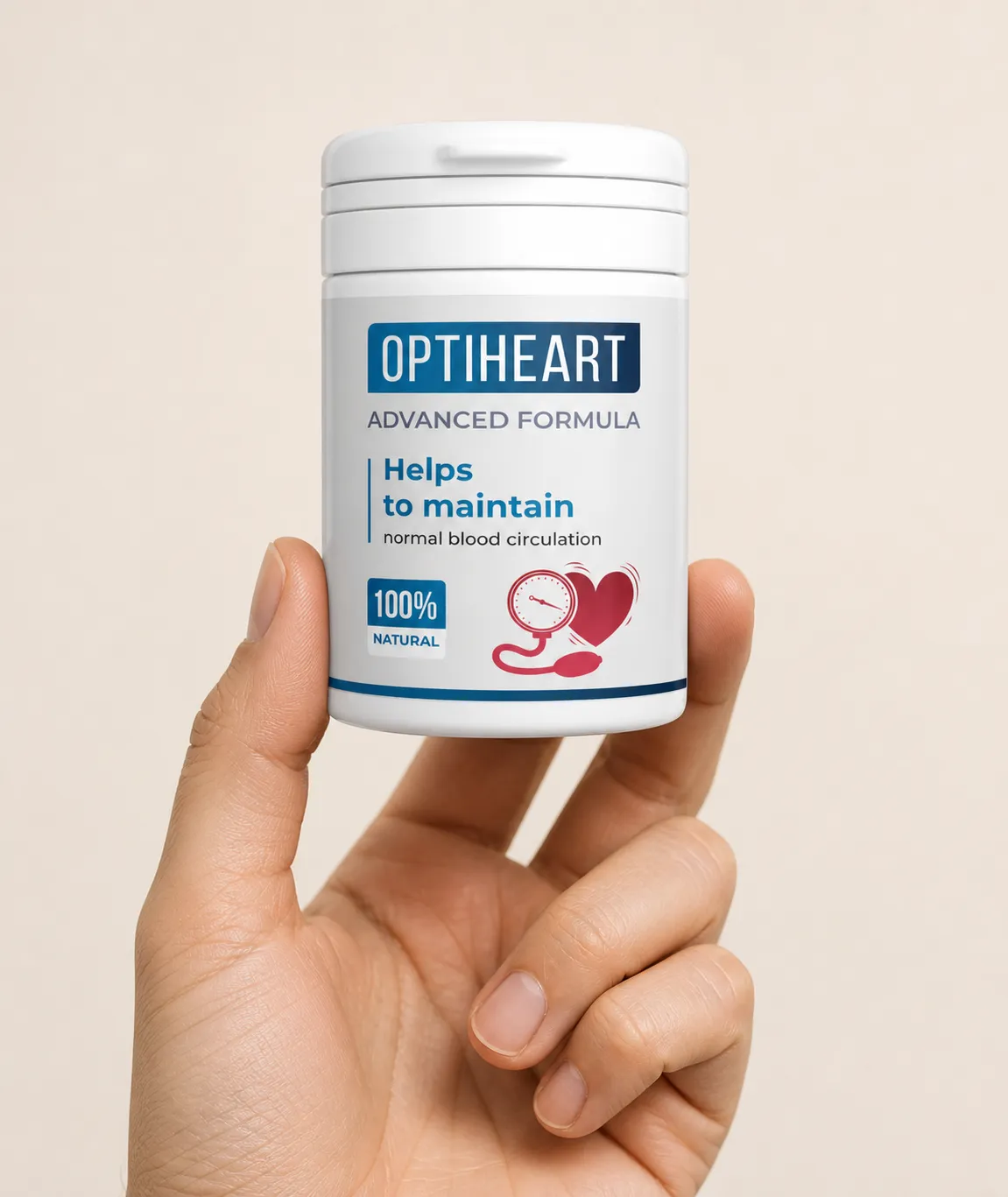 Optiheart — Verpackung in der Hand