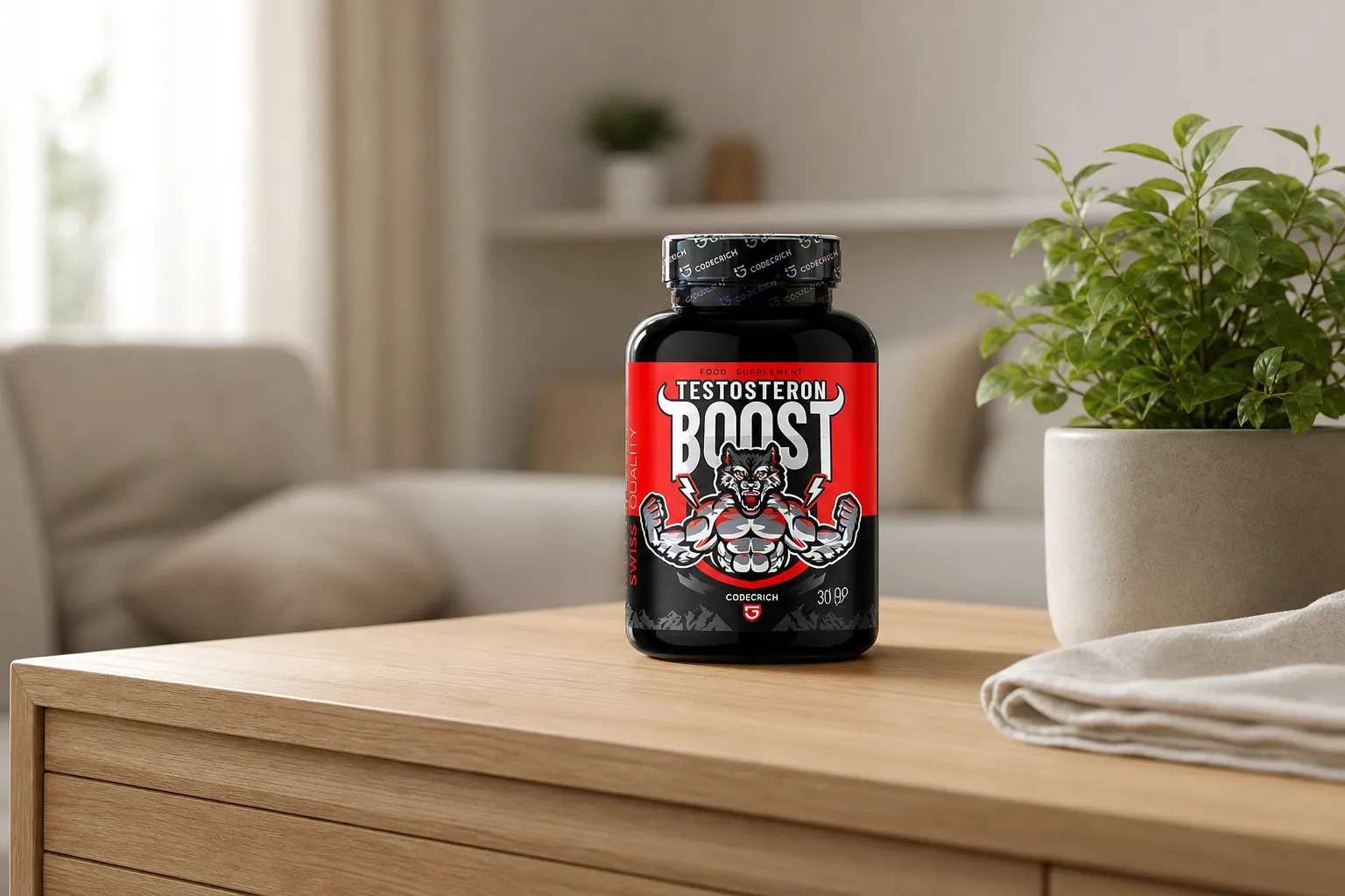 Testosteron Boost — Verpackung im Alltag
