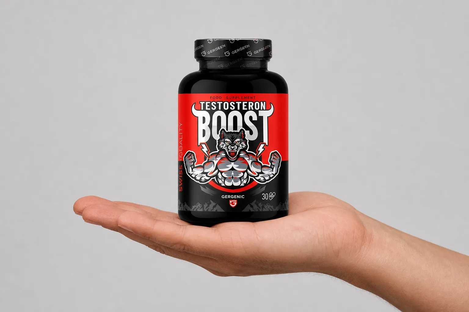 Testosteron Boost — Verpackung in der Hand