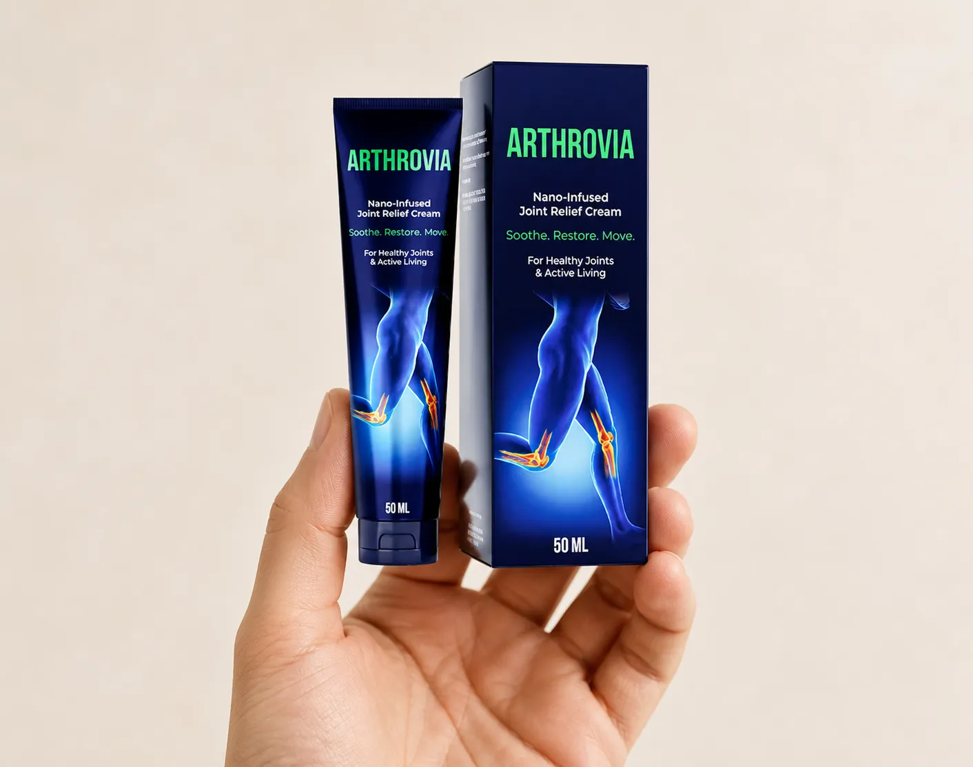 Arthrovia — Verpackung in der Hand