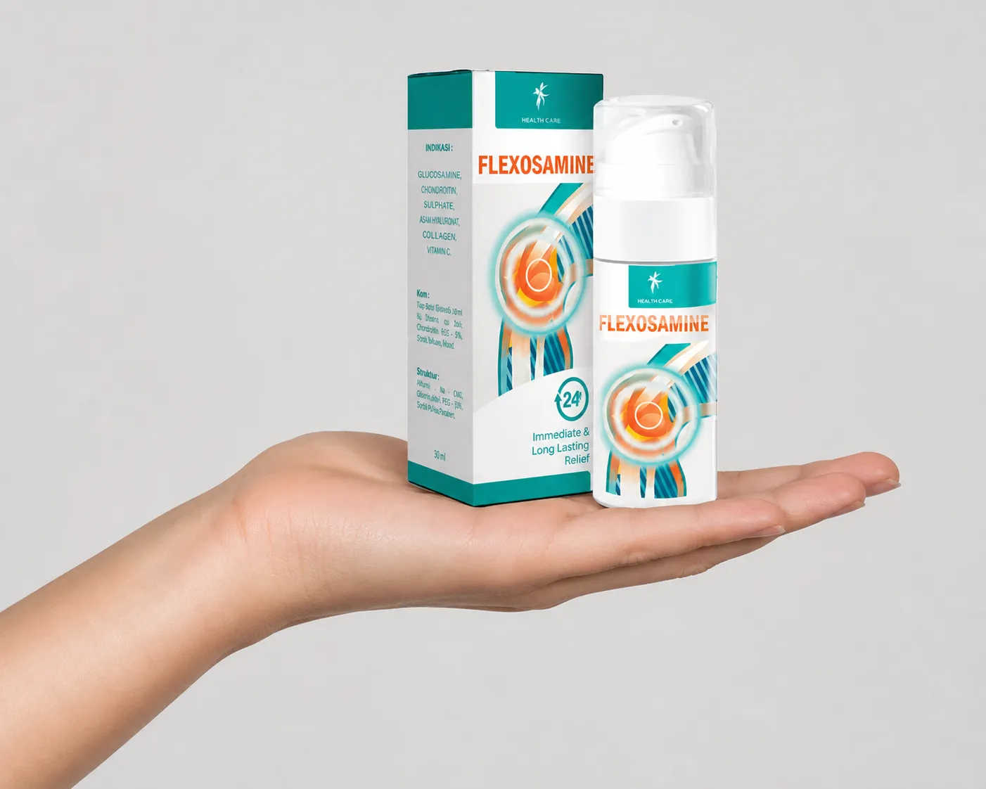 Flexosamine Gel Google — Verpackung in der Hand