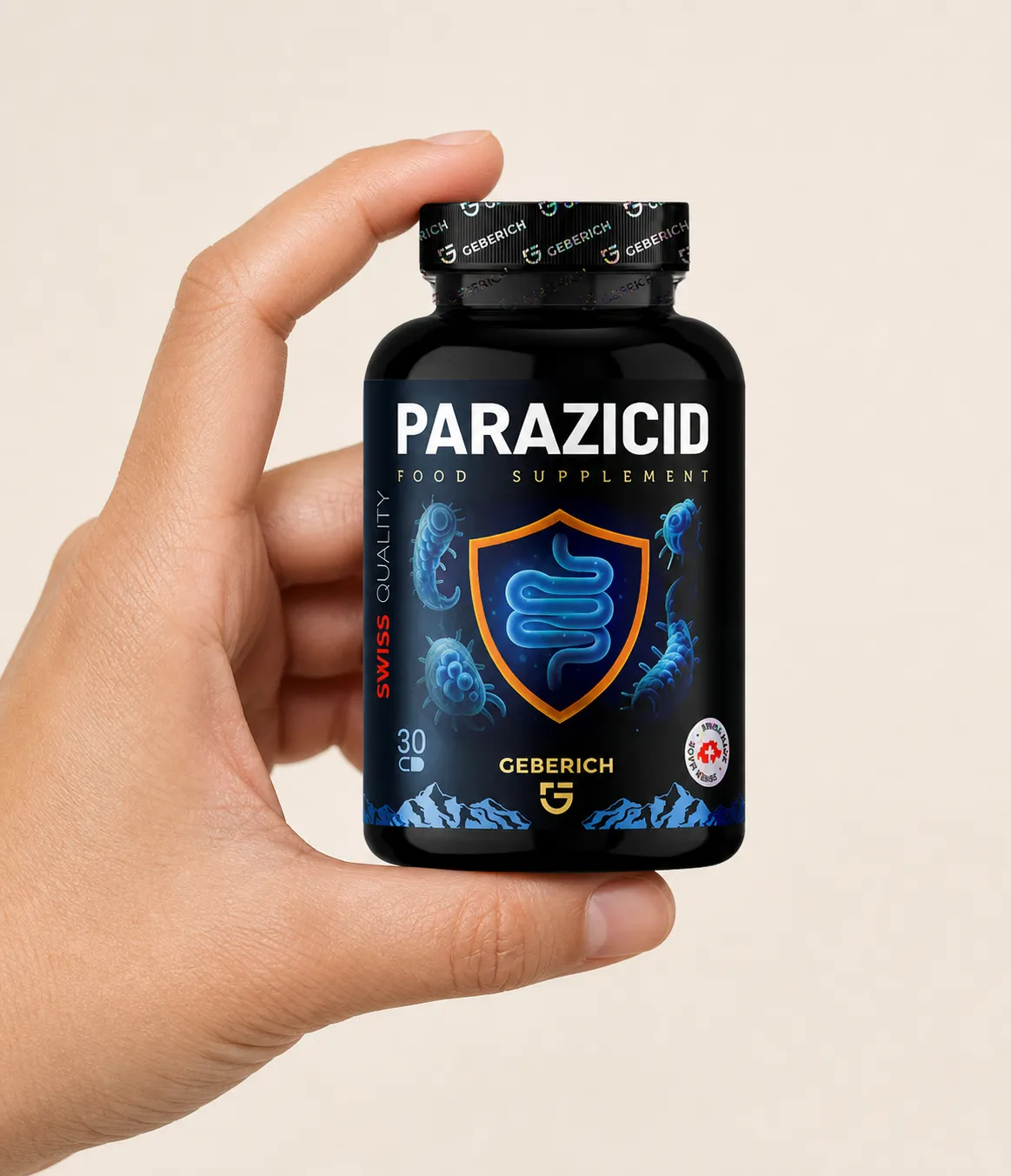 Parazicid — Verpackung in der Hand