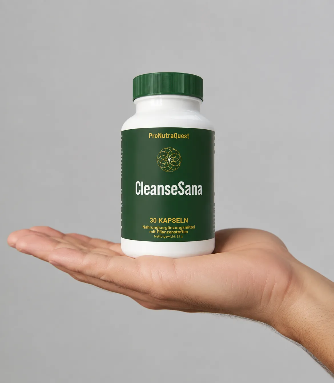 CleanseSana — Verpackung in der Hand