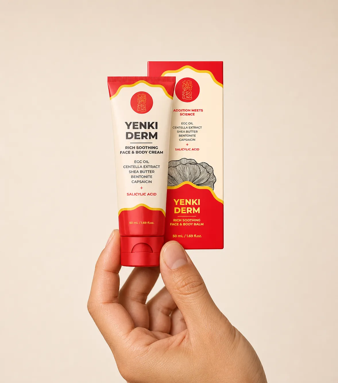 Yenki Derm — Verpackung in der Hand