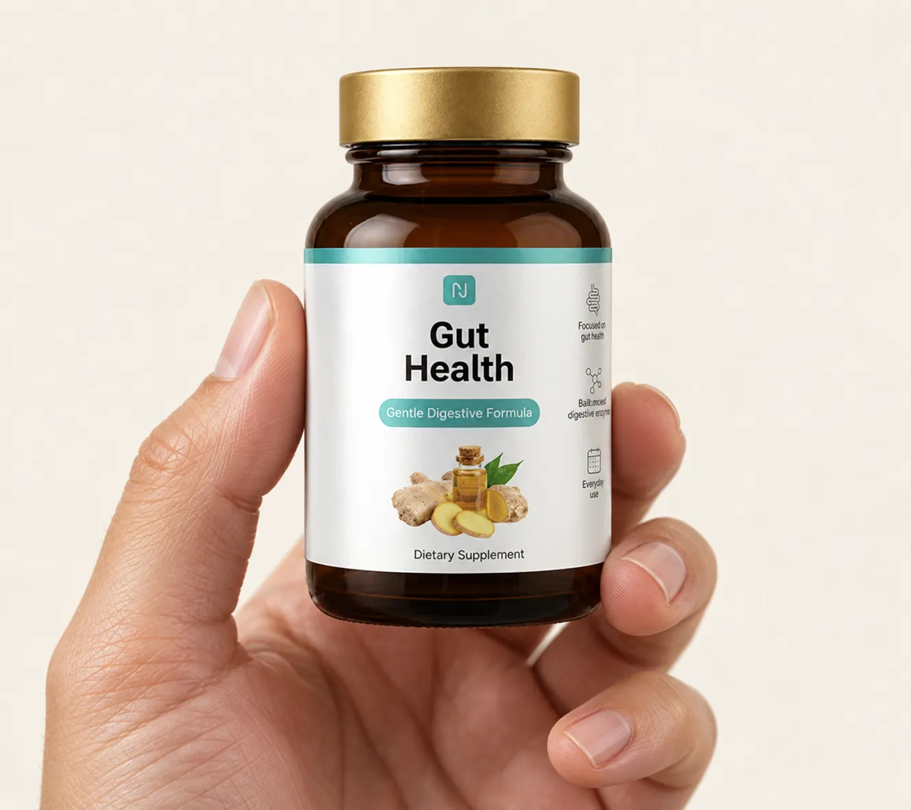Gut health — Verpackung in der Hand