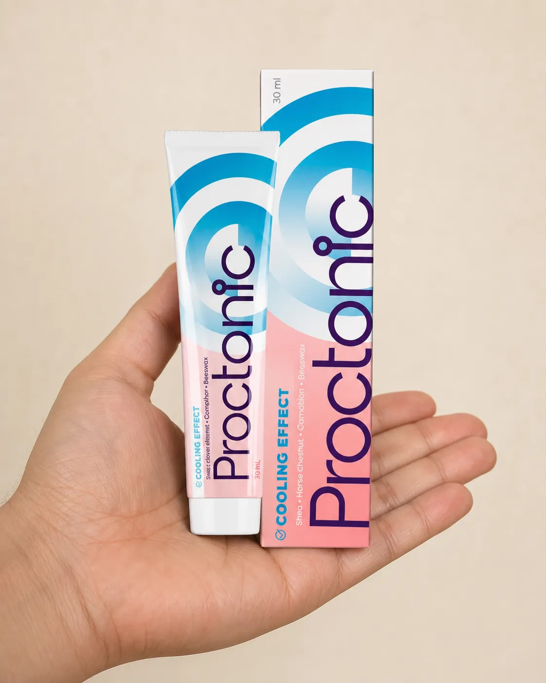 Proctonic — Verpackung in der Hand