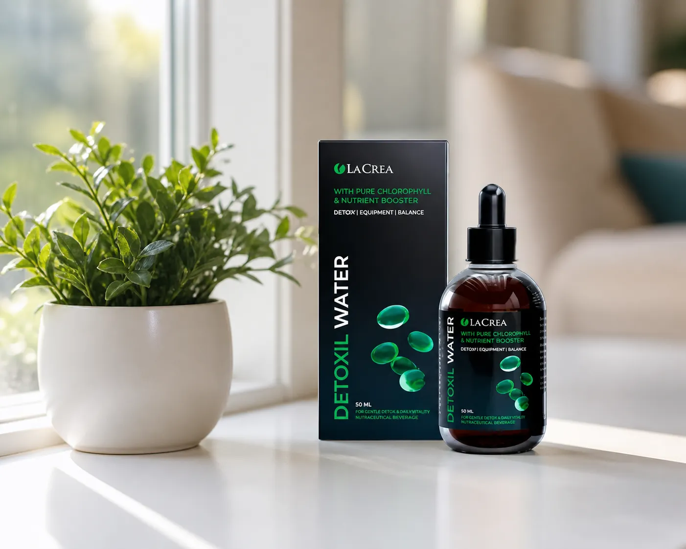 Detoxil water — Verpackung im Alltag