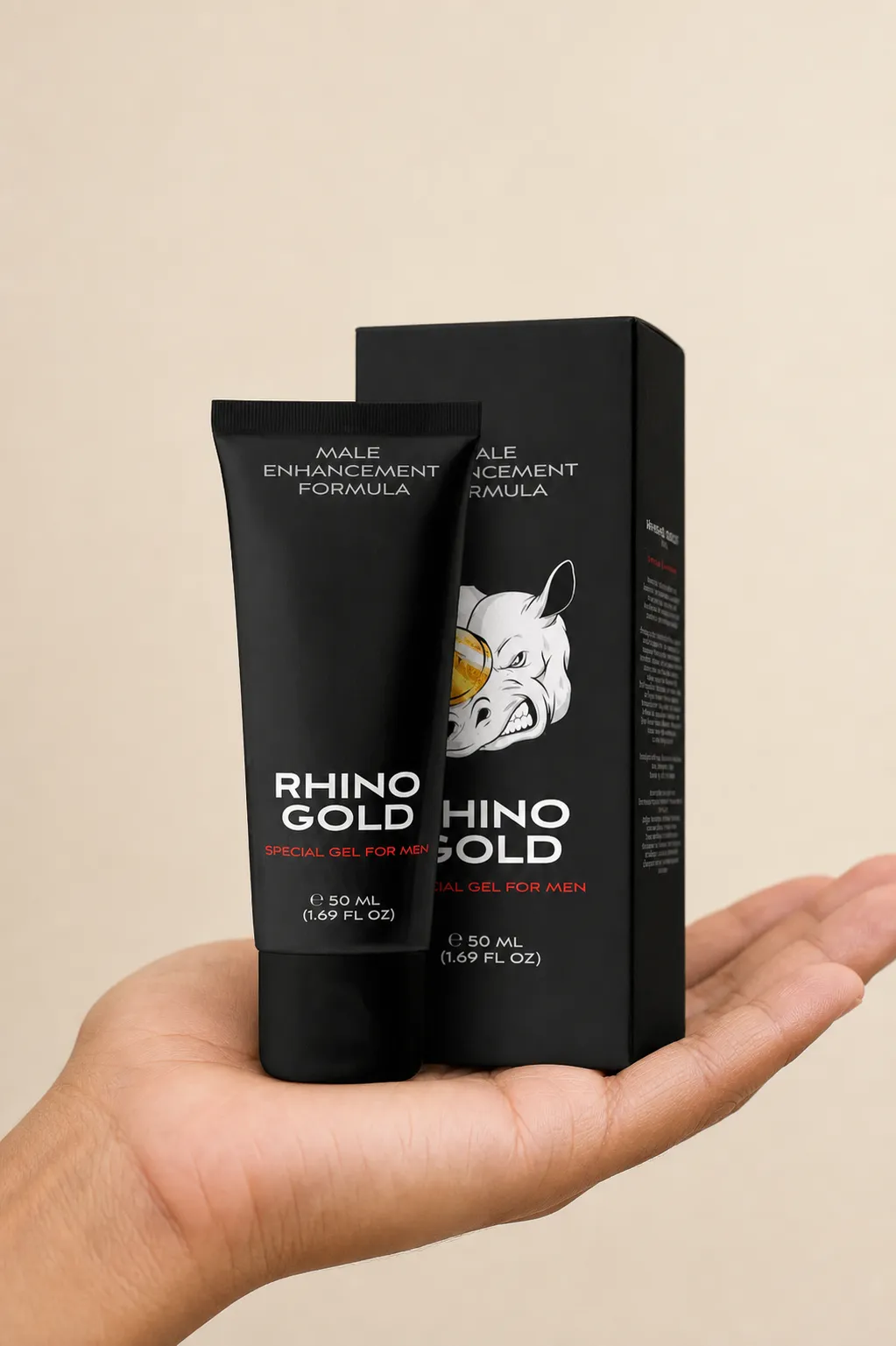 Rhino Gold Gel — Verpackung in der Hand