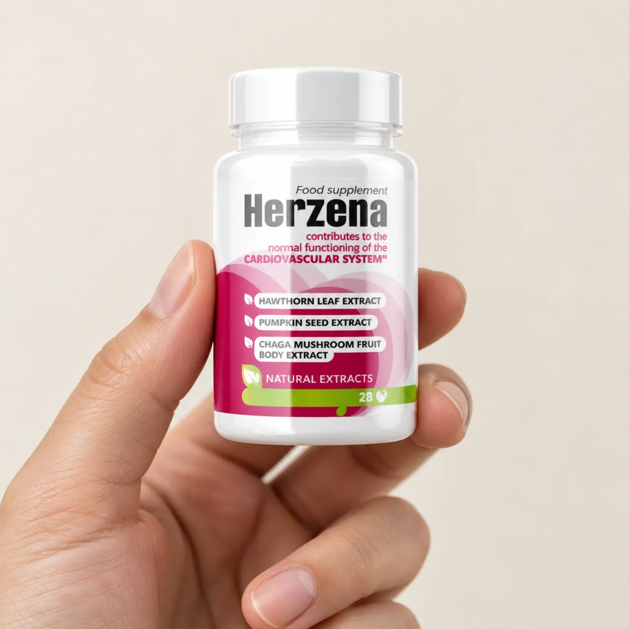 Herzena — Verpackung in der Hand