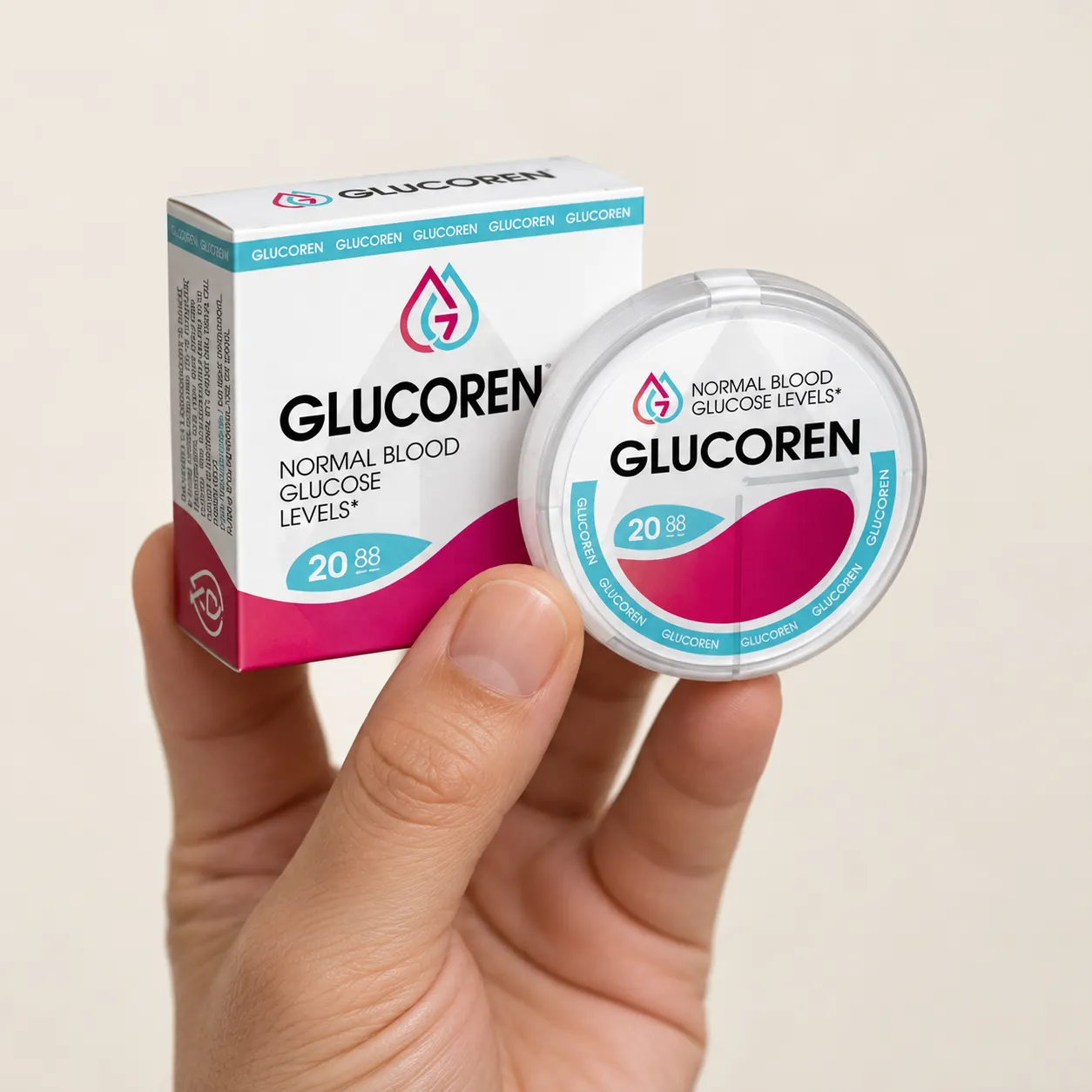 Glucoren — Verpackung in der Hand