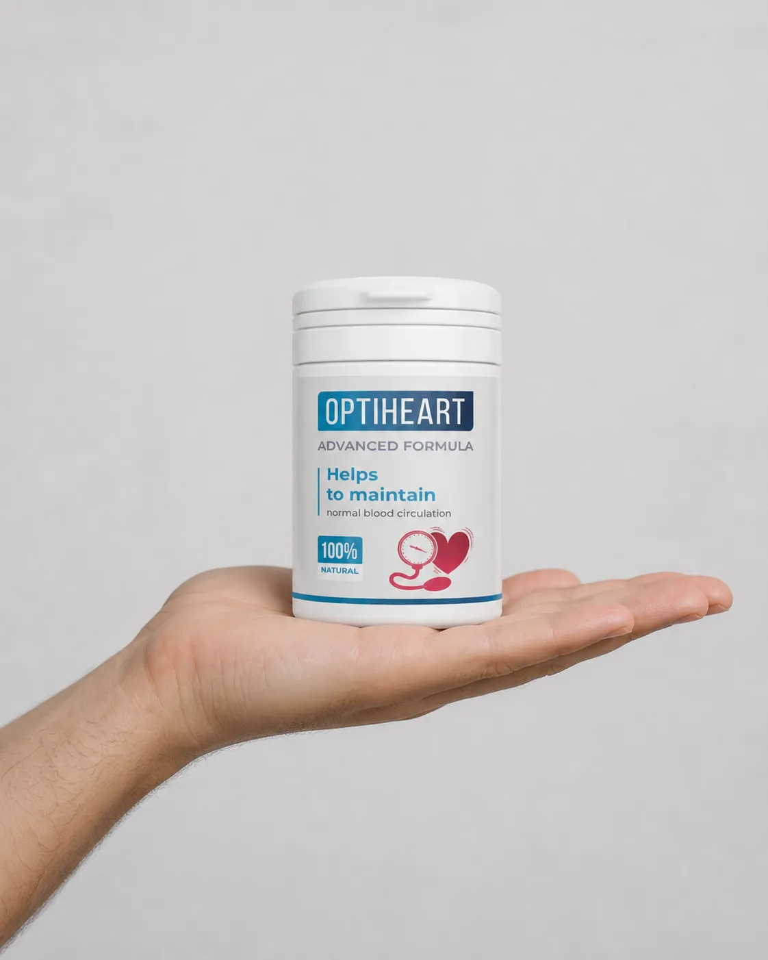 Optiheart — Verpackung in der Hand