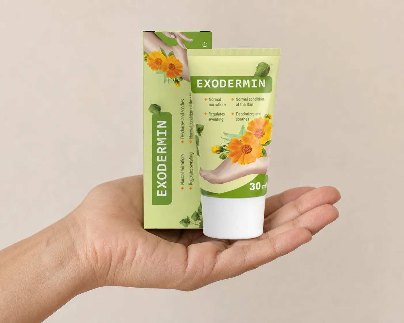 Exodermin — Verpackung in der Hand