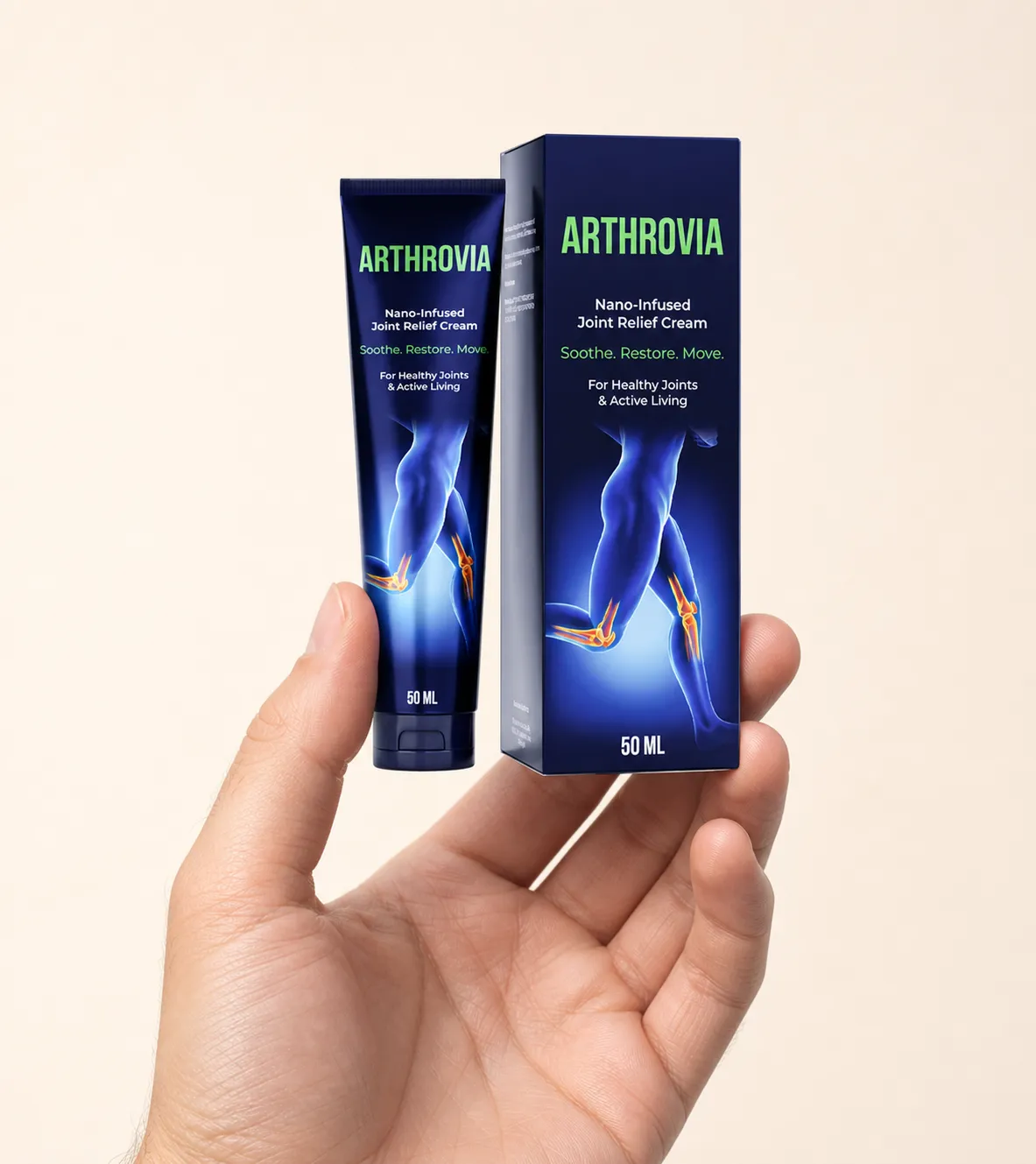 Arthrovia — Verpackung in der Hand